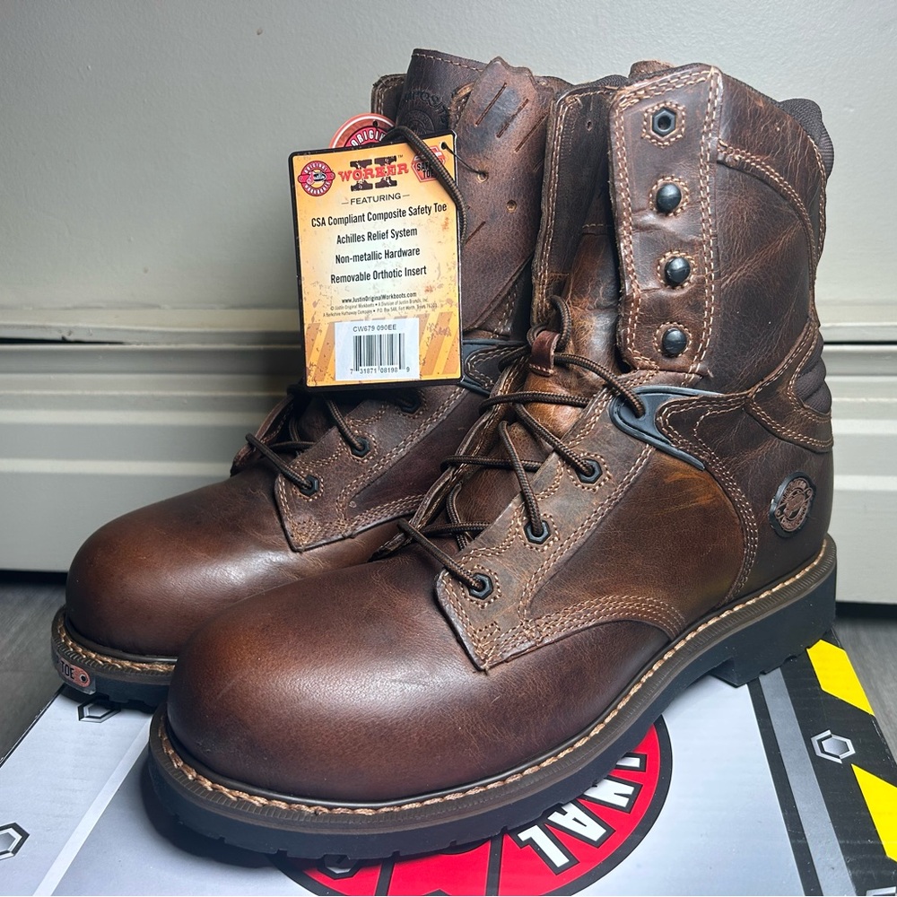 Justin Boots Brown Men's Work Boots - Lace-Up Safety